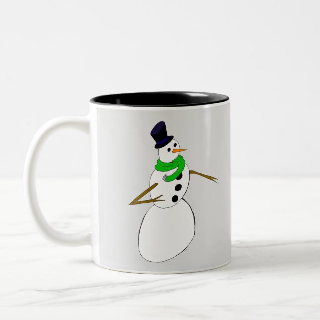 ein Schneemann Zweifarbige Tasse (Links)