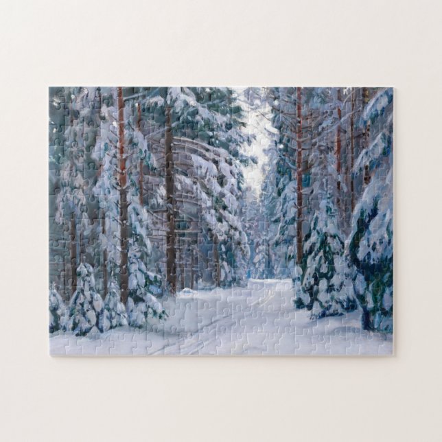 Ein schneesicherer Weg im Wald Puzzle (Horizontal)