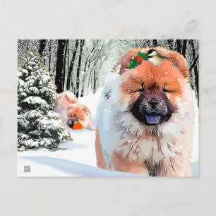 Ein SCHNEETAG Chow Urlaub Postkarte