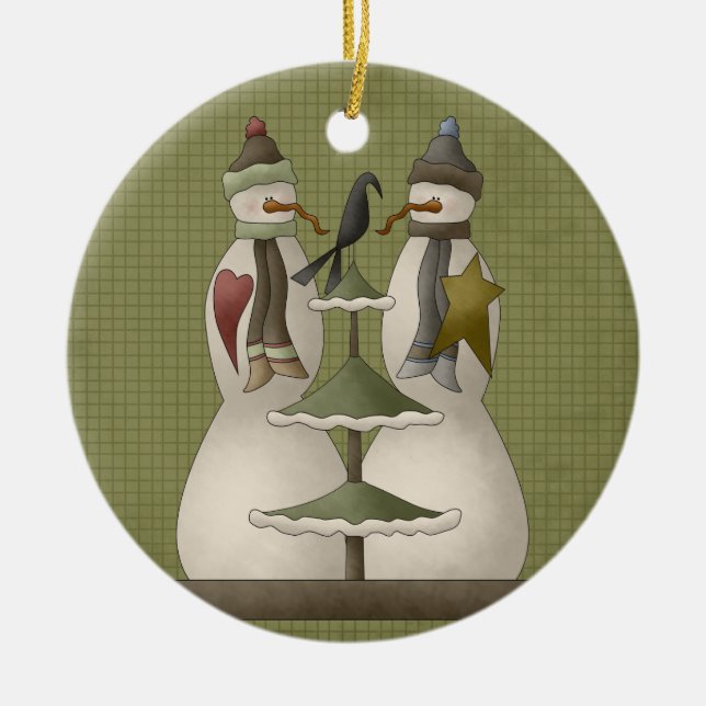 Ein schneeweißer Weihnachtsschmuck der Keramik (Vorne)