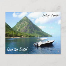 Ein Schnellboot vor den Pitons in Heiliger Lucia Ankündigungspostkarte