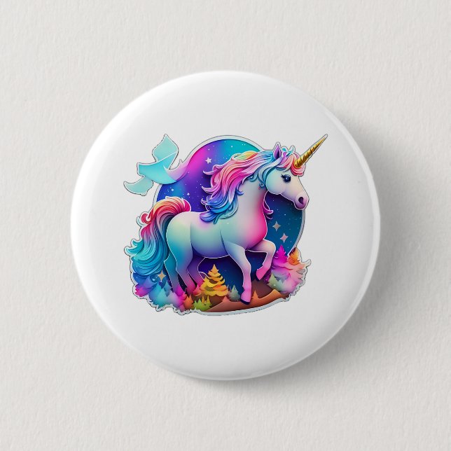 Ein schöner Einhornaufkleber Button (Vorderseite)
