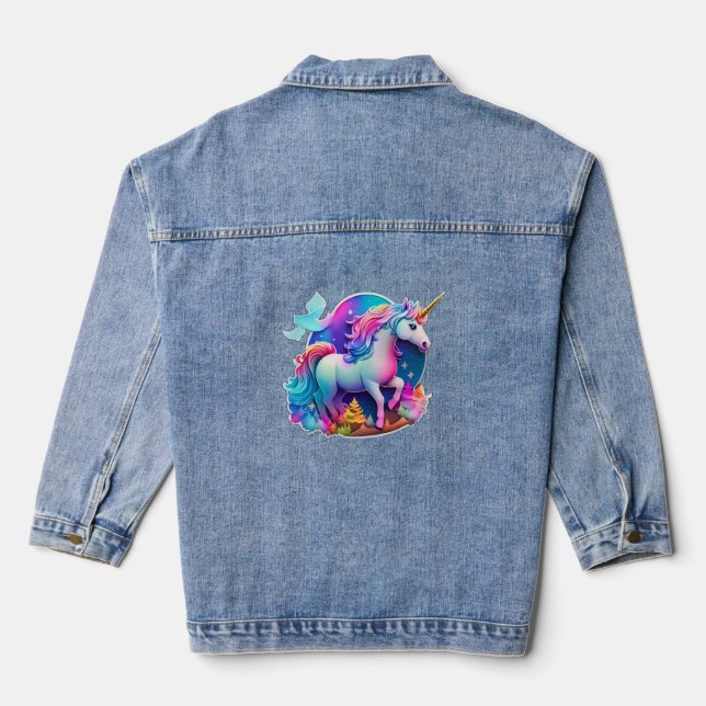 Ein schöner Einhornaufkleber Jeansjacke (Rückseite)
