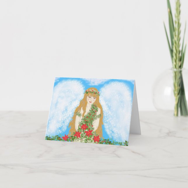 Ein schöner Engel, eingewickelt im Feiertagskarte (Vorderseite)