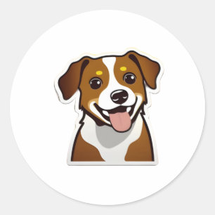 Ein schöner lächelnder Hund mit schönen Augen Runder Aufkleber