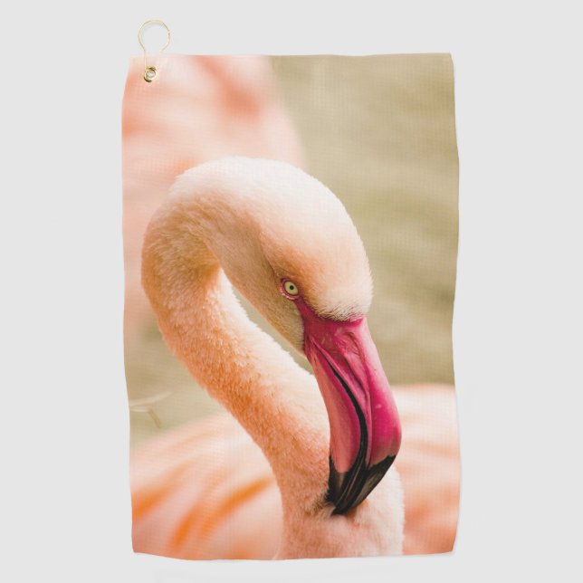 Ein schöner rosa Flamingo Golfhandtuch (Vorderseite)