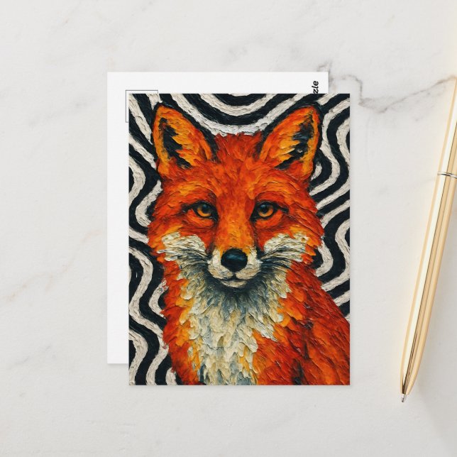 Ein schöner roter Fuchs Postkarte (Vorderseite/Rückseite Beispiel)