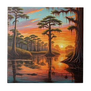 Ein schöner Sonnenuntergang auf der Bucht Fliese