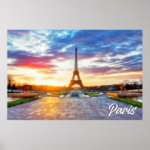 Ein schöner Sonnenuntergang über Paris, Frankreich Poster