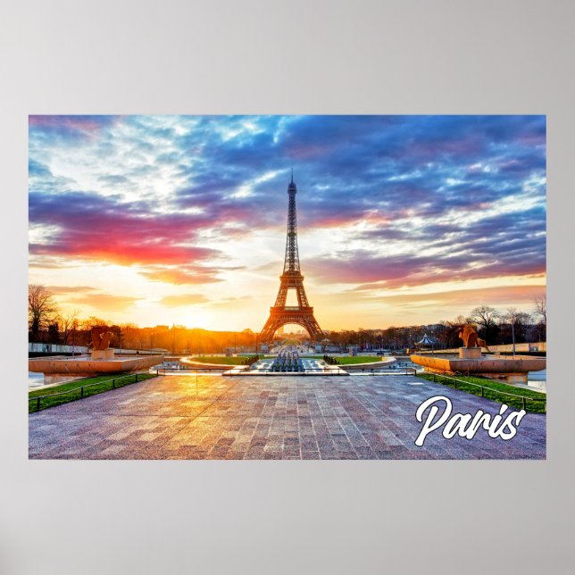 Ein schöner Sonnenuntergang über Paris, Frankreich Poster (Vorne)