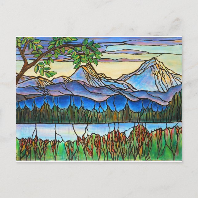 "Ein schöner Tag" verkleidete Glaslandschaft Kunst Postkarte (Vorderseite)