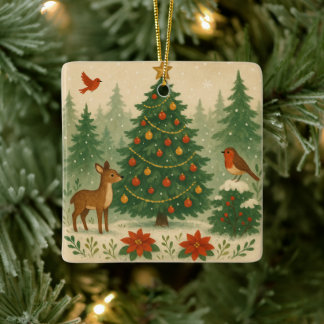 Ein schöner Weihnachtsbaum in der Natur Keramikornament