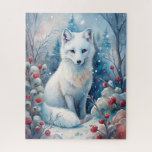 Ein schöner weißer Fox im Winter Puzzle<br><div class="desc">Ein weißer Fuchs im Wald im Winter</div>