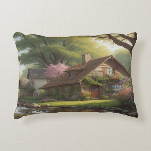 Ein schönes Dorf Tageslicht kleines Cottage Dekokissen