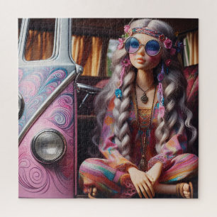 Ein schönes Hippie-Mädchen Puzzle