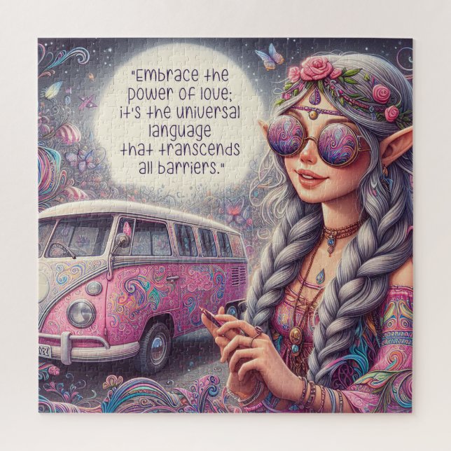 Ein schönes Hippie-Mädchen Puzzle (Vertikal)
