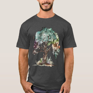 Ein schönes Lebensbaum-Design in kühlen Wasserfarb T-Shirt