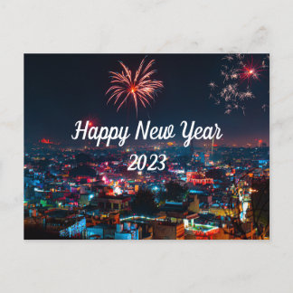 Ein schönes neues Jahr Feuerwerk in der City Postk Postkarte