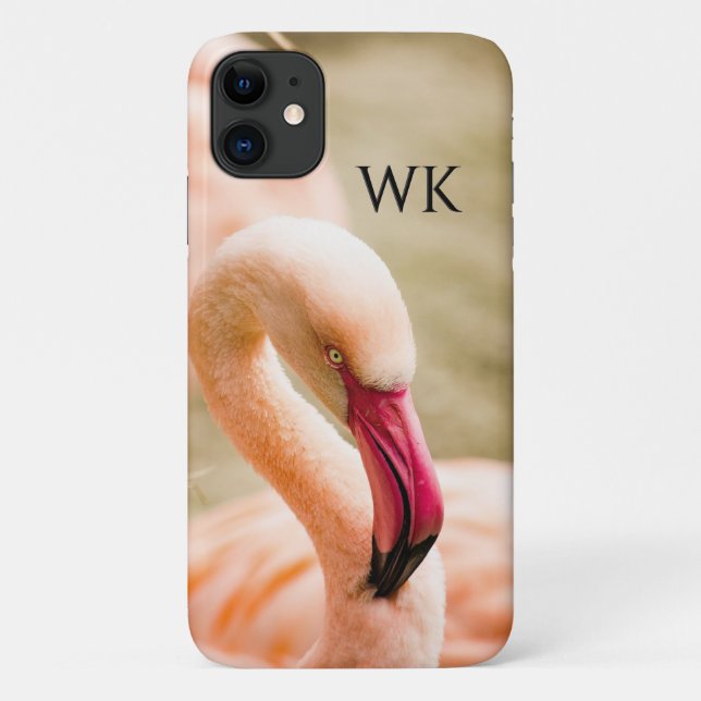Ein schönes rosa Flamingo Mit Monogramm Case-Mate iPhone Hülle (Rückseite)