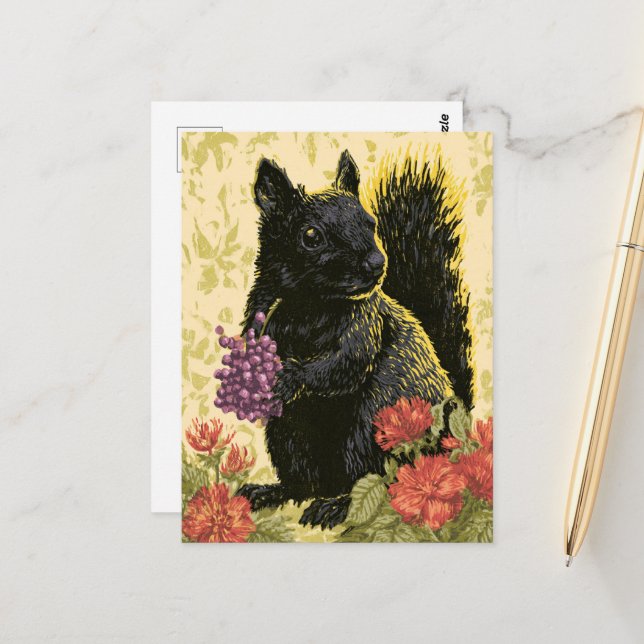 Ein schönes schwarzes Eichhörnchen Postkarte (Vorderseite/Rückseite Beispiel)