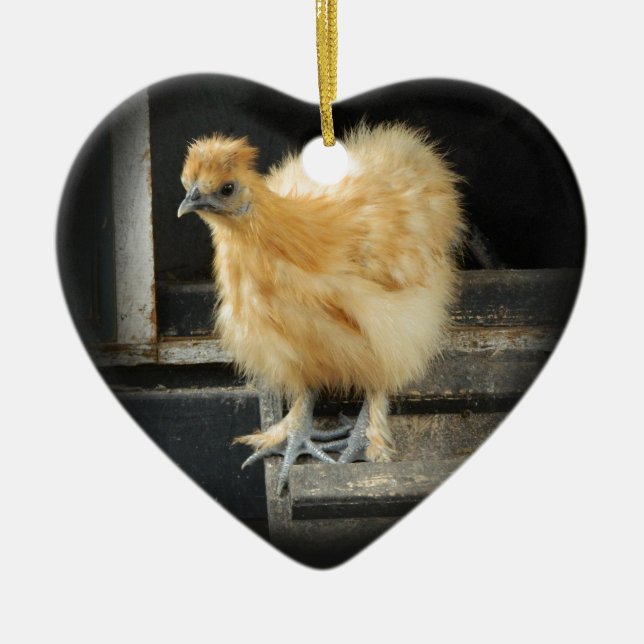 ein schönes Silkie kleines Huhnbild Keramik Ornament (Vorne)