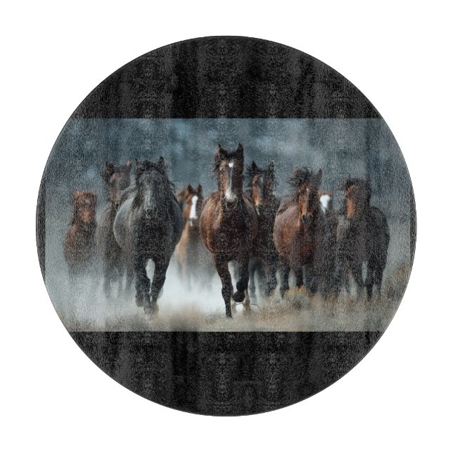 Ein schönes, von Pferden entworfenes Schneidebrett (Vorderseite)