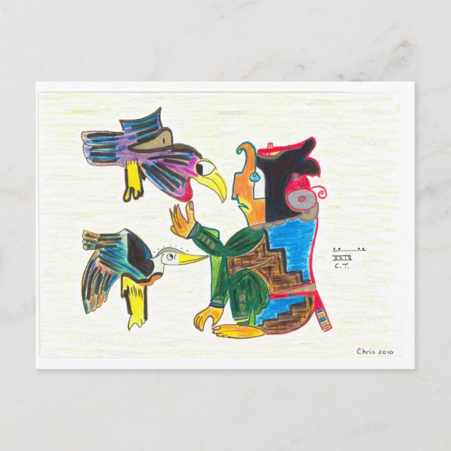 Ein Schöpfer mit Vögeln Postkarte (Vorderseite)