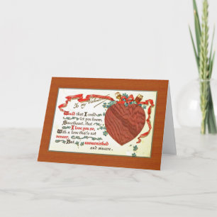 ein Schreiner Zimmermann Valentinstag mit hölzerne Feiertagskarte
