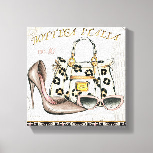 Ein Schuh, eine Tasche und ein Paar Gläser Leinwanddruck