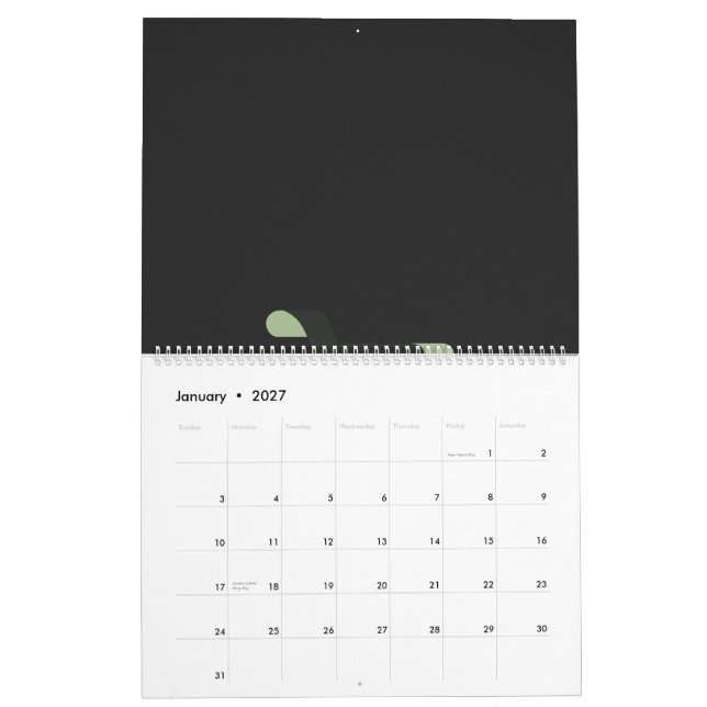 ein schwarz-grünes Logo mit einem Warenkorb Kalender (Jan 2027)