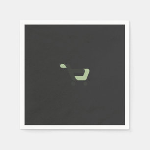 ein schwarz-grünes Logo mit einem Warenkorb Serviette