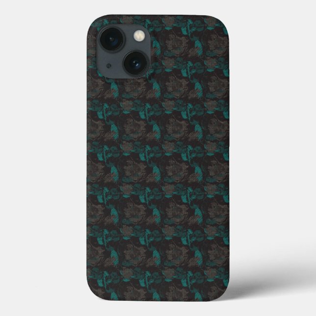 ein schwarz-grünes Muster mit schwarzem Hintergrun Case-Mate iPhone Hülle (Rückseite)