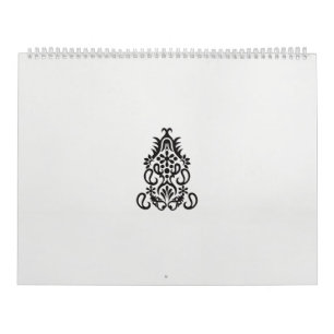 ein Schwarz-Weiß-Bild eines aufwendigen Designs Kalender