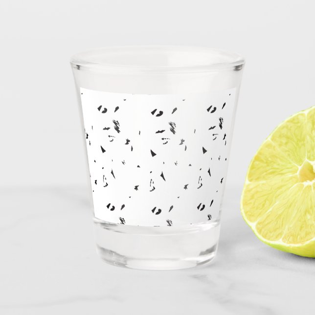 ein Schwarz-Weiß-Foto einer Vogelherde Schnapsglas (Vorderseite)