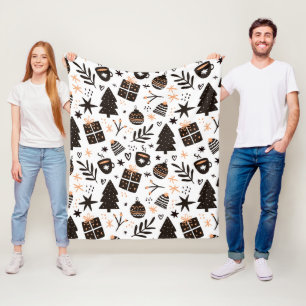 Ein Schwarz-Weiß-Weihnachtsmuster Fleecedecke