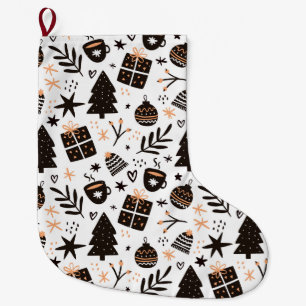 Ein Schwarz-Weiß-Weihnachtsmuster Großer Weihnachtsstrumpf
