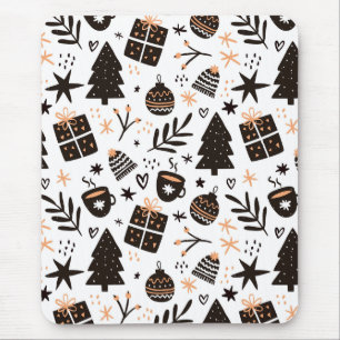 Ein Schwarz-Weiß-Weihnachtsmuster Mousepad