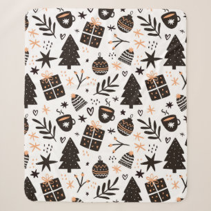 Ein Schwarz-Weiß-Weihnachtsmuster Sherpadecke