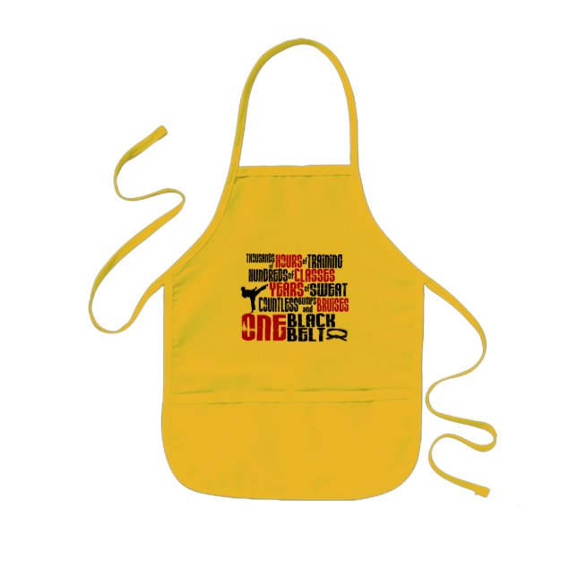 EIN schwarzer Gurt 2 KARATE-T - SHIRTS u. KLEID Kinderschürze (Vorne)
