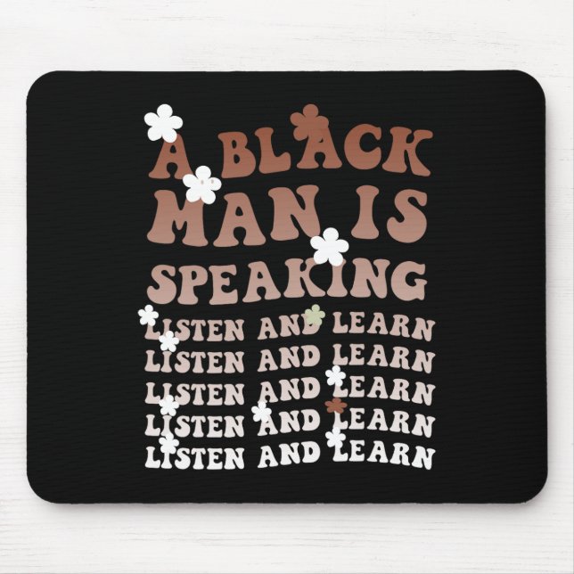 Ein Schwarzer hört zu und lernt ihn schwarz Mousepad (Vorne)