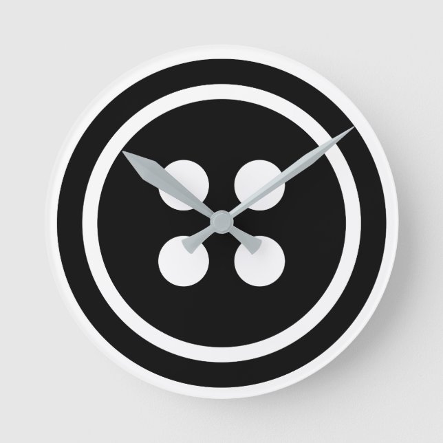 Ein schwarzer Knopf Runde Wanduhr (Vorderseite)