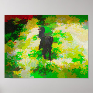 Ein schwarzer Mischlingshund namens Smokey Farbabw Poster