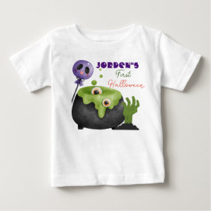 Ein schwarzer Topf, der grünes Halloween auszauber Baby T-shirt