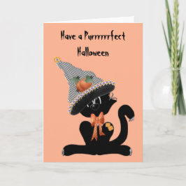 Ein schwarzes Katzen-Purrffperfekt-Halloween Karte