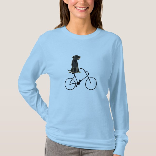 EIN schwarzes Labrador, das ein Fahrrad-Shirt T-Shirt (Vorderseite)