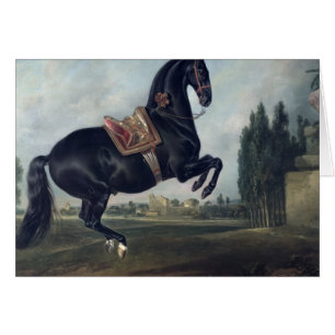 Ein schwarzes Pferd darstellend das Courbette