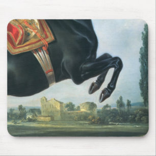 Ein schwarzes Pferd darstellend das Courbette Mousepad