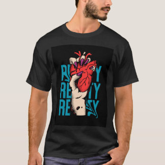 Ein schwarzes T-Shirt mit einer Hand, die ein Herz