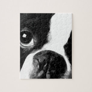 Ein Schwarzweiss-Boston-Terrier Puzzle