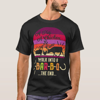 Ein Schwein ein Huhn eine Kuh gehen in ein BarBQ D T-Shirt